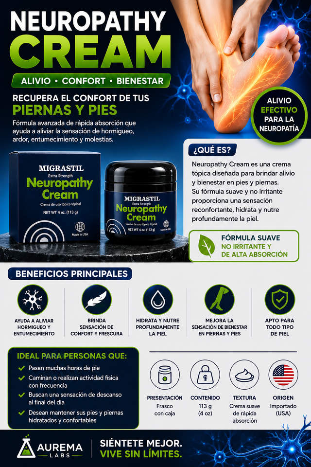 Neuropathy Cream – Crema para el Cuidado y Bienestar de Pies y Piernas | 113 g