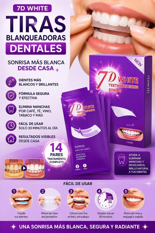 CINTAS BLANQUEADORAS DENTALES 7D WHITE